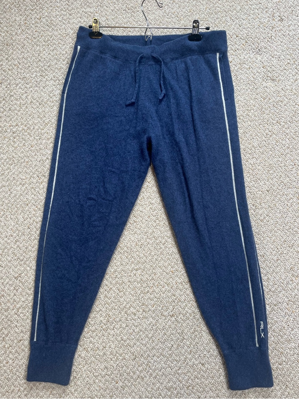 Ralph Lauren RLX Washable Cashmere Jogger Pants Blue with white accent Size L